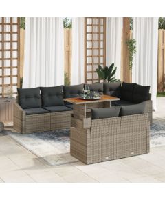 vidaXL Zestaw sofy ogrodowej 9-częściowy z poduszkami Szary Polirattan Dārza mēbeļu komplekti