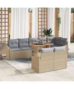 vidaXL Zestaw Sofy Ogrodowej w 9 Elementach z Poduszkami Beżowy Polirattan Dārza mēbeļu komplekti