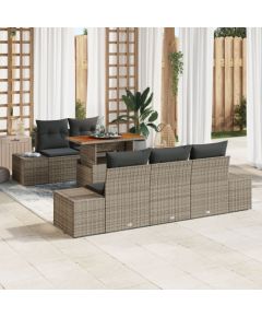 vidaXL Zestaw sof ogrodowych 6-częściowy z poduszkami Szary Polirattan Dārza mēbeļu komplekti