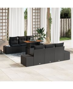 vidaXL 7-częściowy zestaw sof ogrodowych z poduszkami czarny rattanu polietylenowego Dārza mēbeļu komplekti