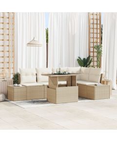 vidaXL 6 Częściowy Zestaw Sof Ogrodowych z Poduszkami Beżowy Polirattan Dārza mēbeļu komplekti