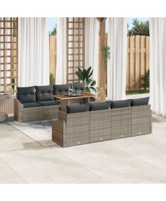 vidaXL Zestaw 7-elementowy Sof Ogrodowych z Poduszkami Szary Polirattan Dārza mēbeļu komplekti