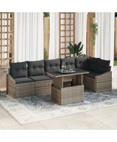 vidaXL 7 Częściowy Zestaw Sof Ogrodowych z Poduszkami Szary Rattan Poli Dārza mēbeļu komplekti