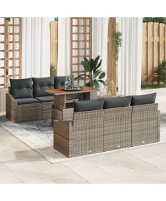 vidaXL 7-częściowy zestaw sof ogrodowych z poduszkami szary poli rattan Dārza mēbeļu komplekti