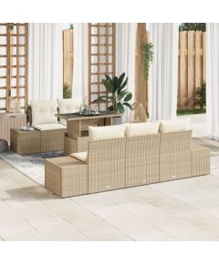 vidaXL Zestaw kanapowy  w 6 częściach z poduszkami Beżowy Polirattan Dārza mēbeļu komplekti