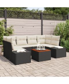 vidaXL Zestaw Sofowy  7-częściowy z Poduszkami Czarny Rattan Poliwęglanowy Dārza mēbeļu komplekti
