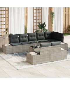 vidaXL Zestaw sof ogrodowych  w 9 częściach z poduszkami szary polirattan Dārza mēbeļu komplekti