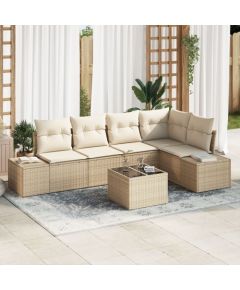 vidaXL 6-elementowy zestaw sofy ogrodowej z poduszkami w brązowym polirattan Dārza mēbeļu komplekti