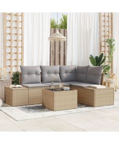 vidaXL 5-częściowy zestaw sofy ogrodowej z poduszkami czarnej poly rattan Dārza mēbeļu komplekti