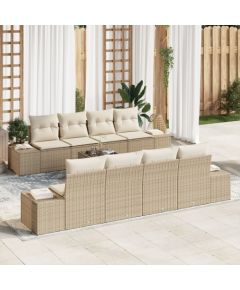 vidaXL 7-częściowy zestaw sofy ogrodowej z poduszkami beżowy rattan PE Dārza mēbeļu komplekti