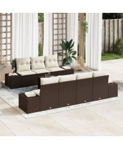 vidaXL Zestaw Sof Ogrodowych 8 Elementów z Poduszkami Brązowy Polirattan Dārza mēbeļu komplekti
