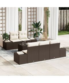 vidaXL Zestaw sof ogrodowych  w 6 częściach z poduszkami Brązowy Poli Rattan Dārza mēbeļu komplekti