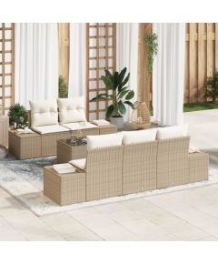vidaXL Zestaw kanap ogrodowych  6 części z poduszkami beżowy polirattan Dārza mēbeļu komplekti