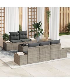 vidaXL Zestaw sof ogrodowych  z poduszkami Szary Rattan Dārza mēbeļu komplekti
