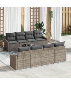 vidaXL Zestaw Sofowy  7 Elementów z Poduszkami Szary Polirattan Dārza mēbeļu komplekti