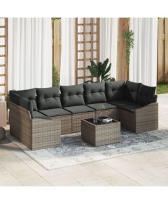 vidaXL 8-częściowy zestaw sof ogrodowych z poduszkami szary polirattan Dārza mēbeļu komplekti