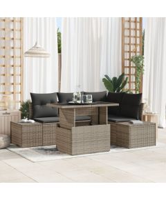 vidaXL 5-częściowy zestaw sof ogrodowych z poduszkami szary polirattan Dārza mēbeļu komplekti