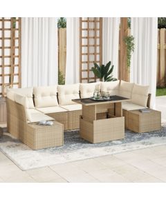 vidaXL Zestaw kanap ogrodowych  8-Częściowy z Poduszkami Beżowy Polirattan Dārza mēbeļu komplekti