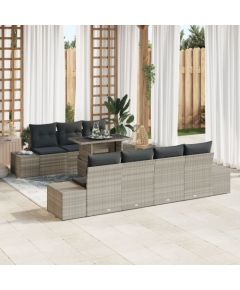 vidaXL Zestaw Sof Na Zewnątrz 8-częściowy z Poduszkami w Naturalnym Szarym Polirattanie Dārza mēbeļu komplekti