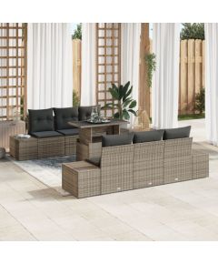 vidaXL 7-częściowy zestaw sof ogrodowych z poduszkami Szary Polirattan Dārza mēbeļu komplekti