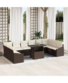 vidaXL 11-częściowy zestaw sof ogrodowych z poduszkami brązowy polirattan Dārza mēbeļu komplekti