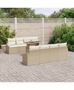 vidaXL 9-częściowy Zestaw Sof Ogrodowych z Poduszkami Beżowy Polirattan Dārza mēbeļu komplekti