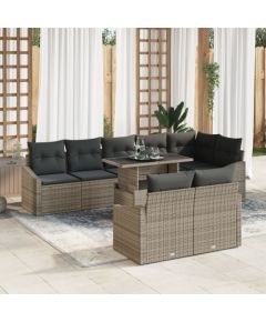 vidaXL 9 Częściowy Zestaw Sof Ogrodowych z Poduszkami Szary Polirattan Dārza mēbeļu komplekti