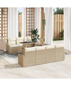 vidaXL Zestaw Sof Ogrodowych w 8 Częściach z Poduszkami Beżowy Poli Rattan Dārza mēbeļu komplekti