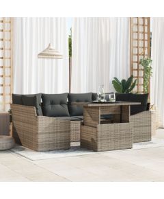 vidaXL 7 Częściowy Zestaw Sof Ogrodowych z Poduszkami Szary Polirattan Dārza mēbeļu komplekti