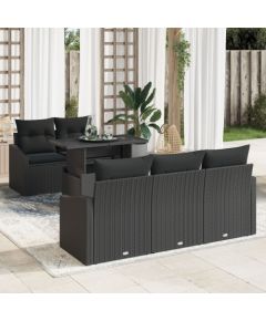 vidaXL Zestaw Sofy Ogrodowej 6-częściowy z Poduszkami Czarny Polirattan Dārza mēbeļu komplekti