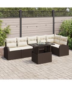 vidaXL Zestaw sof ogrodowych  z poduszkami Brązowy Poly Rattan Dārza mēbeļu komplekti