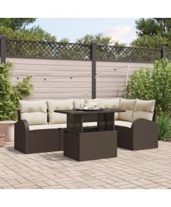 vidaXL Zestaw sof ogrodowych  z poduszkami, brązowy, polirattan Dārza mēbeļu komplekti