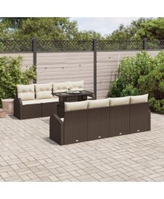 vidaXL 9-częściowy zestaw sof ogrodowych z poduszkami brązowy z polirattanu Dārza mēbeļu komplekti