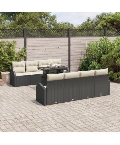 vidaXL 9-elementowy zestaw kanap ogrodowych z poduszkami czarny polirattan Dārza mēbeļu komplekti