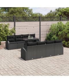 vidaXL 9-częściowy zestaw kanap ogrodowych  z poduszkami czarnym polirattanem Dārza mēbeļu komplekti