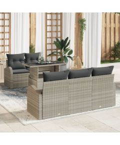 vidaXL 6-częściowy zestaw sofa ogrodowa z poduszkami Jasnoszary rattan poli Dārza mēbeļu komplekti