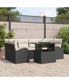 vidaXL 7 Częściowy Zestaw Sof Ogrodowych z Poduszkami Czarnego Rattanu Dārza mēbeļu komplekti