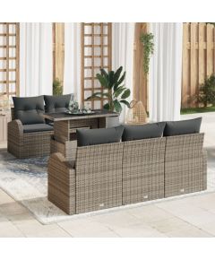 vidaXL Zestaw sofy ogrodowej  6 części z poduszkami Szary Polirattan Dārza mēbeļu komplekti