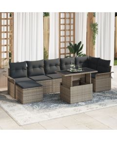 vidaXL 8-częściowy zestaw sofy ogrodowej  z poduszkami szary polyrattan Dārza mēbeļu komplekti