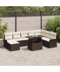 vidaXL Zestaw Sofy Ogrodowej 9 Elementów Z Poduszkami Brązowy Polirattan Dārza mēbeļu komplekti