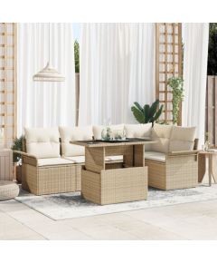 vidaXL 6-częściowy zestaw kanap ogrodowych z poduszkami beżowy polirattan Dārza mēbeļu komplekti