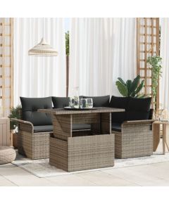 vidaXL 5 Częściowy Zestaw Sof Ogrodowych z Poduszkami Szary Polirattan Dārza mēbeļu komplekti