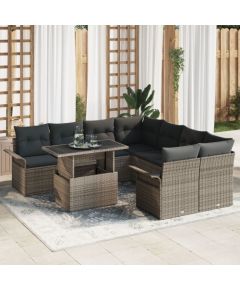 vidaXL 9-elementowy zestaw szarych sof ogrodowych Dārza mēbeļu komplekti