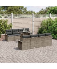 vidaXL 9-częściowy zestaw sof ogrodowych z poduszkami szary polirattan Dārza mēbeļu komplekti