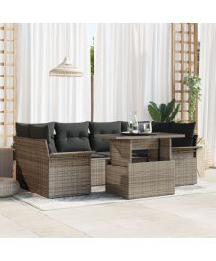 vidaXL 7-częściowy zestaw sof ogrodowych z poduszkami szary polirattan Dārza mēbeļu komplekti