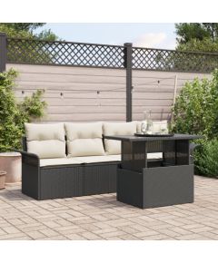 vidaXL 5-częściowy zestaw sof ogrodowych  z poduszkami, czarny, polirattan Dārza mēbeļu komplekti