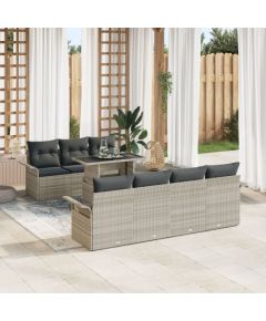 vidaXL Zestaw 8 Częściowy Sof Ogrodowych z Poduszkami Jasnoszary Polirattan Dārza mēbeļu komplekti