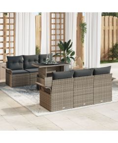 vidaXL 7-częściowy zestaw sofy ogrodowej z poduszkami Szary Polirattan Dārza mēbeļu komplekti