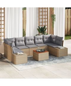 vidaXL Zestaw Sofy Ogrodowej  w 8 części z poduszkami Beżowy Polirattan Akacja Dārza mēbeļu komplekti