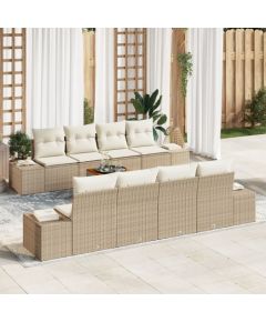vidaXL Zestaw Sofowy Ogrodowy  9-elementowy z Poduszkami Beżowy Polirattan Akacja Dārza mēbeļu komplekti